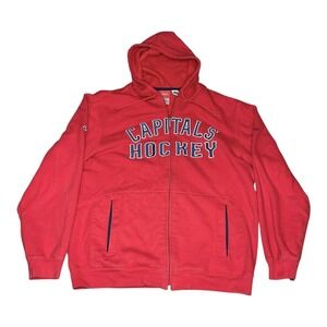 Washington Capitals Hoodie Sweatshirt Mens Medium Red NHL Hockey Full Zip Reebok
